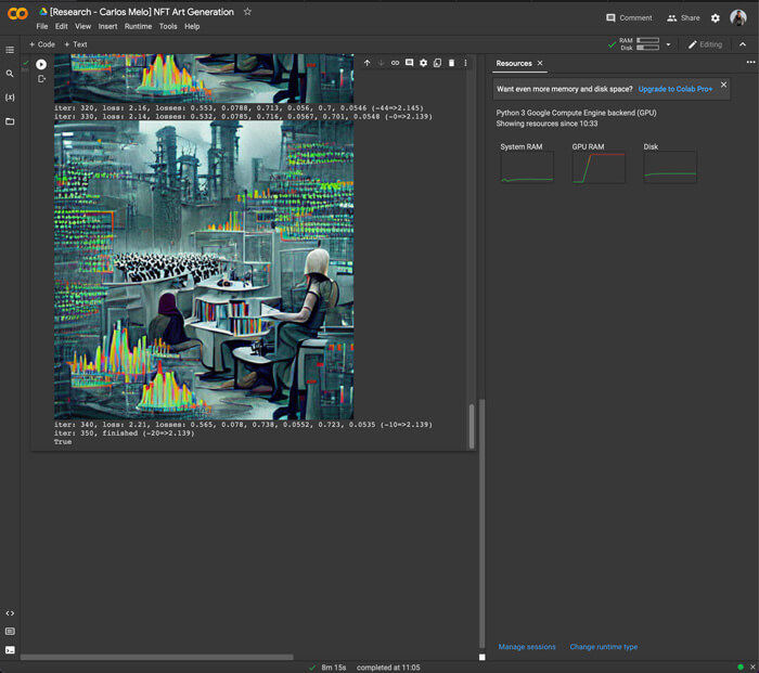 As etapas da Art Generation foram realizadas dentro do Google Colab