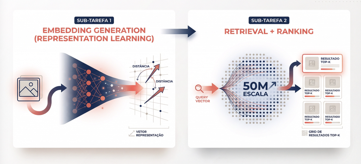 As duas sub-tarefas: embedding e retrieval
