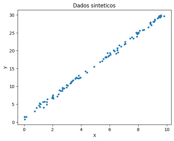 Dados sintéticos para regressão linear