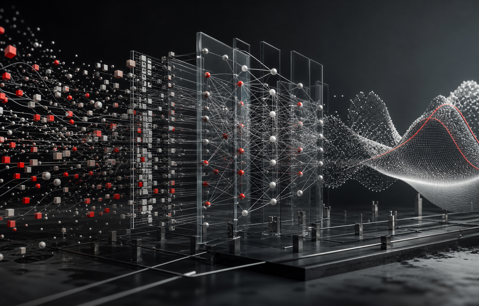 Fluxo de dados atravessando uma arquitetura de machine learning