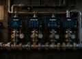 Industrial data pipeline with English-labeled stages for scaling, imputation, encoding, and modeling